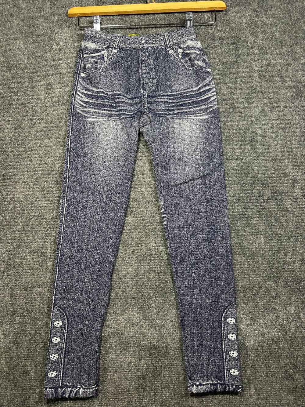P2 Pink Pump Fleece Lined Leggings Womens Small Pullon Pant Blue Jean Look